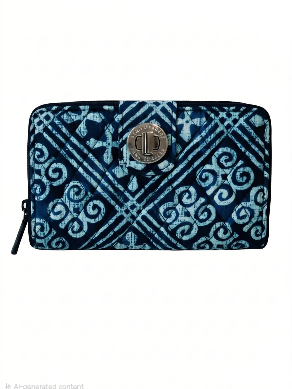 Vera Bradley Wallet Quilted Turn Lock Cuban Tiles Blue Teal New